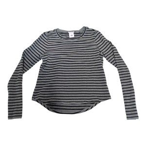 Cabi Gray & Black Striped Long Sleeve Tee - Size S